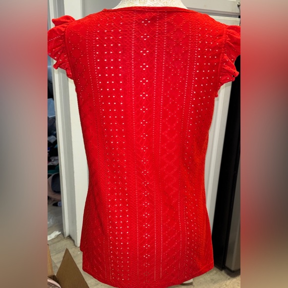 Red Ruffled Women's Top - Picture 2 of 6